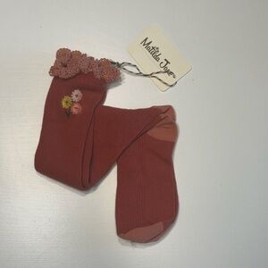 Matilda Jane Avery Ruffle Knee-High Socks, Coral Floral Socks, NWT